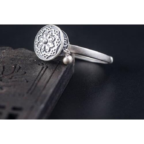 2020 New Style 925 Sterling Silver Retro Ring Female Ins Trend Personality Niche Design Passing Tube Shape Opening Ring