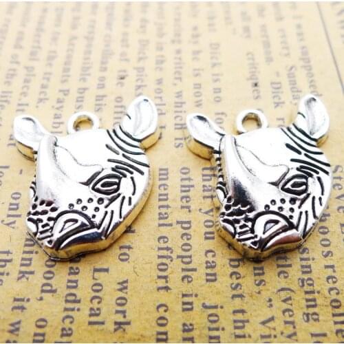 10PCS/Lot 21m*20mm Tiger Antique Silver Color Wolf head Charm For Jewelry Making DIY Handmade Craft
