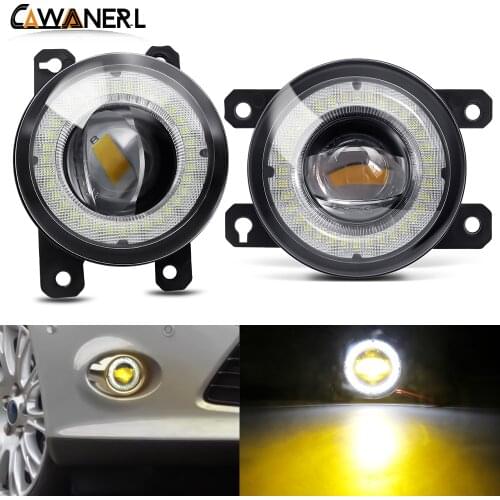 2 Pieces Car Fog Light Assembly LED Lens Angel Eye DRL Daytime Running Lamp 30W 8000LM 12V For Jeep Renegade Cherokee Compass