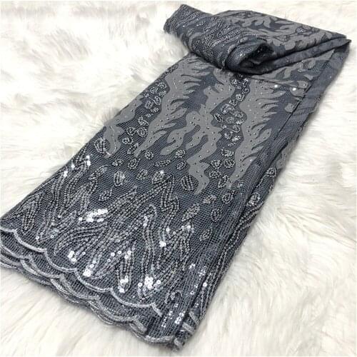 2021 Sequins Tulle Lace African Lace Fabric with Sequins High Quality Nigerian French Mesh Net Lace Fabric For Dress 68-54