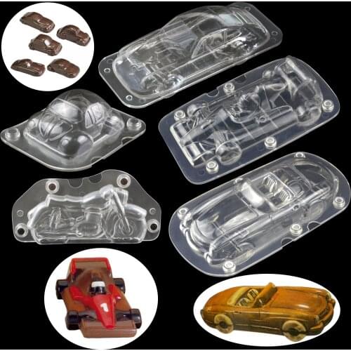 3D car shape Polycarbonate Chocolate Moulds Chocolate Candy Bars Molds Tray Polycarbonate Plastic Form Flowers Baking Pastry Ba