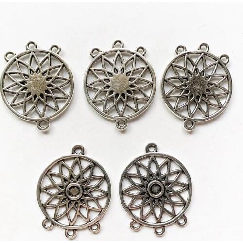 5pcs Alloy Dream Catcher Charm Metal Silver Plated Dreamcatcher Pendant Connector for Keychain Earrings Necklaces Bracelets DIY