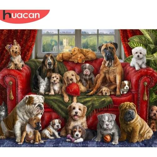 HUACAN 5D DIY Diamond Painting Dog Cat Wall Art Decor Full Square/Round Diamond Embroidery Animal Handicraft Home Decor