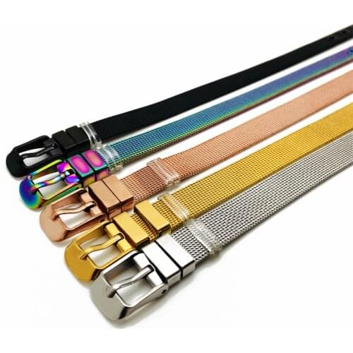 10MM Adjustable Belt Buckle Chain 4 Colors Stainless Steel Bracelet for Women Men Mesh Net Bracelet Bangle Jewelry Pulseira