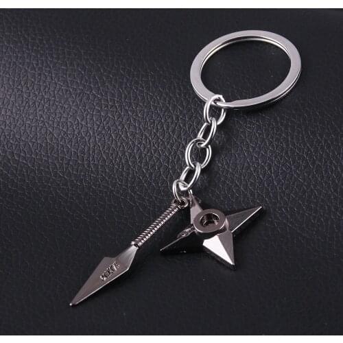 Kunai Dart Keychain Shuriken Weapon Konoha Logo Uzumaki Sasuke Itachi Black Keyring Key Chain Ring Ninja Anime Jewelry Wholesale