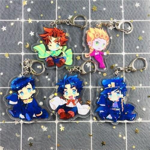 Anime JOJO Bizarre Adventure Keychain Cartoon Figure Cosplay Acrylic Pendant Keyring 2020