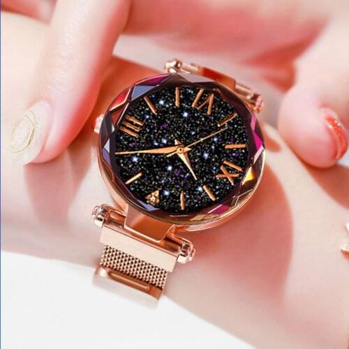 Luxury Women Watches Fashion Elegant Magnet Buckle Vibrato Purple Ladies Wristwatch 2019 New Starry Sky Roman Numeral Gift Clock