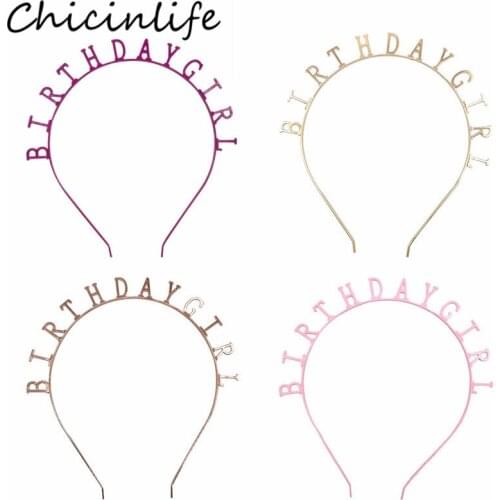 Chicinlife 1Pcs Birthday Girl Metal Headband Crown Birthday Party Decor Tiara Hairband Girl Birthday Hair Accessories Supplies