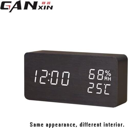 Led Wooden Alarm Clock Watch Table Voice Control Digital Wood Despertador Electronic Desktop digital clock