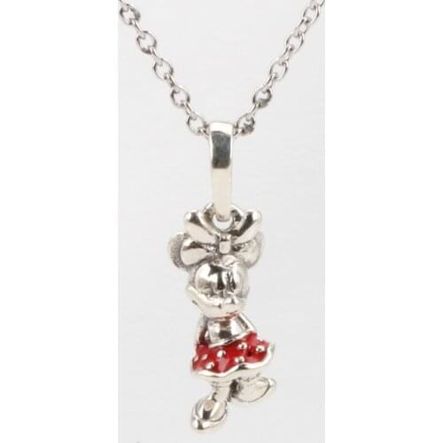 DoDoFly S925 Sterling Silver Ni Red Dress Pendant Simple And Versatile Diy Cute Minnie