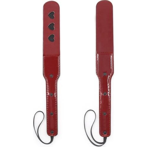 Environmentally Friendly Material Tasteless Leather Rack Double Heart Three Red And Black Paddle Sex Toys