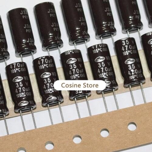 30pieces/lot Electrolytic Capacitor SAMWHA 470UF 35V WF Series 10X20mm 35V470UF High Frequency Low Resistance