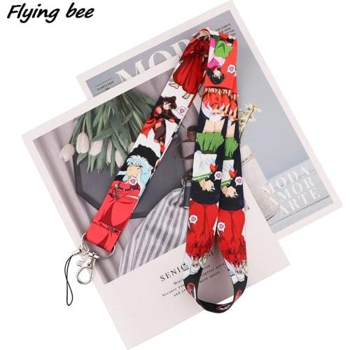 Flyingbee Anime Boy Cartoon Icons Style Anime Lovers Key Chain Lanyard Neck Strap For USB Badge Holder DIY Hang Rope X1747
