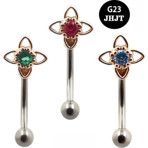 JHJT 1/3PC Curved Barbell Eyebrow Piercing G23 Titanium Eyebrow Ring Daith Conch Cartilage Earrings 16G Women Body Jewelry