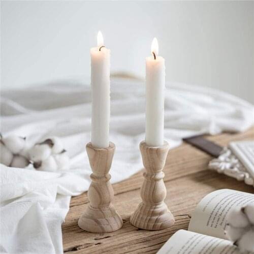 Classic Wooden Candlesticks 4 Inches Set of 4 Unfinished Small Wooden Candle Holders to Craft Paint or Decorate