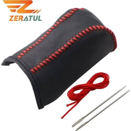 Zeratul Leather Gear Shift Collars AT Gear Head Shift Knob Cover for Toyota Corolla Rav4 Rav 4 2014 - 2019 Accessories