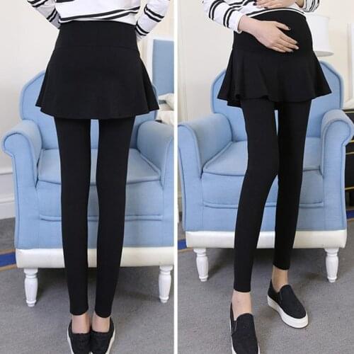 Pregnant women leggings spring and autumn new pregnant women fake two-piece skirt pants pregnant women pleated skirt pants