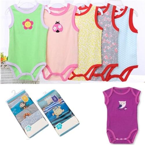 Hot Sale Baby Bodysuit Infants Summer Sleeveless Clothing Newborn Babies Vest Boy Girl Jumpsuit Cotton Outfits 0-24M MX025
