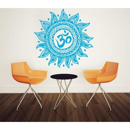 Namaste Om Mandala Ornament Moroccan Pattern Yoga Studio Wall Stickers Art Wallpaper Bedroom Home Decor showcase Decals D260