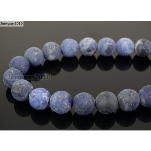 Natural Matte Sodalite 12mm Frosted Gems stones Round Ball Loose Spacer Beads 15'' 5 Strands/ Pack