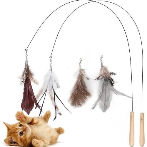 Pet Feather Teaser Rod Bite Resistant Cat Interactive Feather Funny Cat Stick Toy
