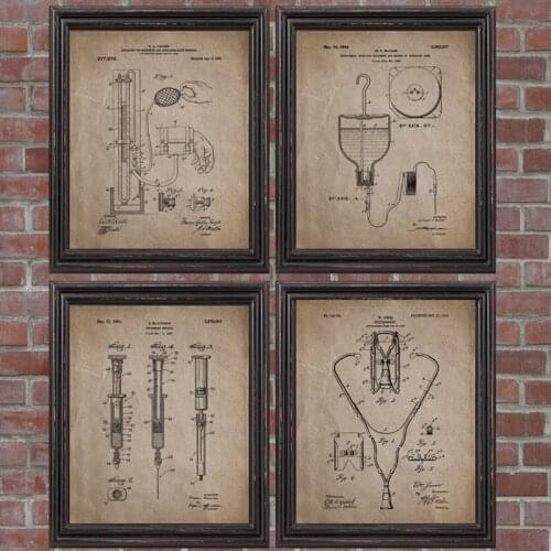 Doctor Patent Blueprint Posters Print Vintage Medical Patent Wall Art Canvas Painting Picture Paramedic Doctor Gift Clinic Decor