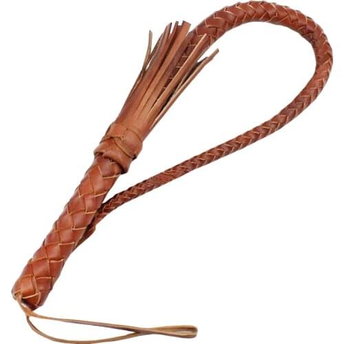 80cm Long Genuine Bull Leather Horse Crop Hand Made Braided Horse Racing Whip Equestrian Equipment