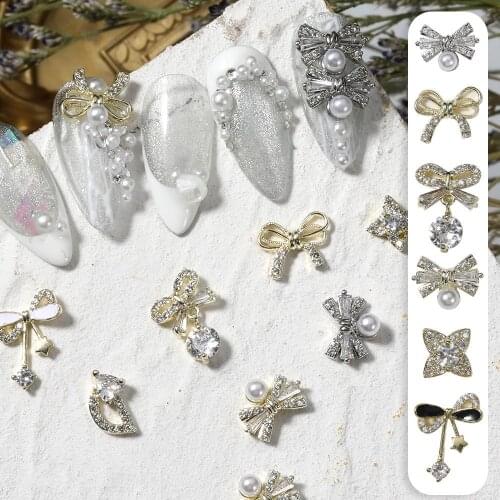 Charms 3D Metal Bowknot Nail Art Jewelry Japanese Nail Decorations Nail Diamond Crystal Manicure Tool