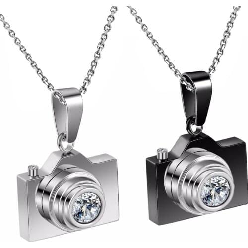 Stainless Steel Camera Pendants Black Gun Tone Fashion Necklaces Jewelry for Men Women Dropship Wholesale