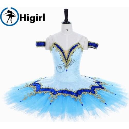 Professional Ballet dress Blue Gold,Women Nutcracker Pancake Tutu Performance Tutu,Adult Classical Ballet CostumeBT9255