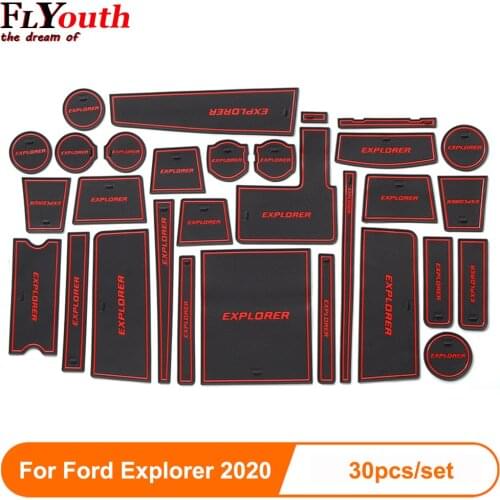 Anti-Slip Gate Slot Cup Mat For Ford Explorer 2013 2014 2015 2020 Interior Non-slip mat Accessories Door Pad 22pcs Car Styling