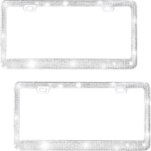 Bling License Plate Frame for Auto-Car, 2 Pack License Plate Frame with Install Accessories