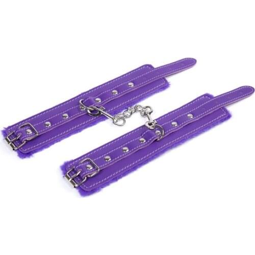 Sex Toys Plush Hand And Handcuffs Bondage Toy Purple Leather White Thread Tied Hand Bondage