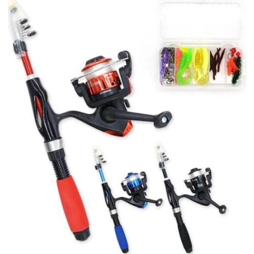 Telescopic Mini Fishing Pole Combo Set All-in-one Full Kit Collapsible Rods Reels Lures Hooks Bag Portable Fishing Kit