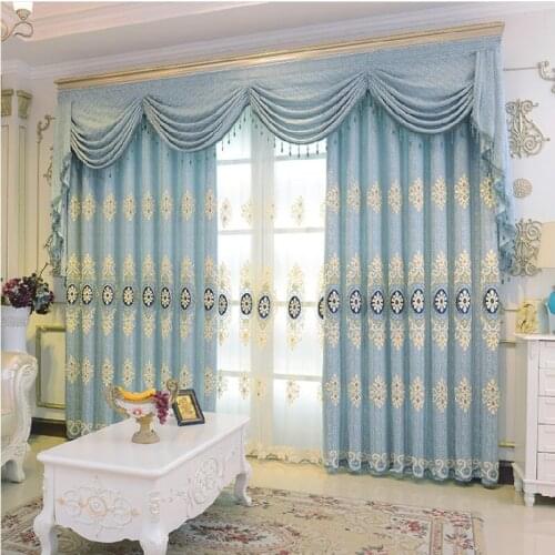 European-style Embroidered Curtains High-end Water-soluble Eye of God Embroidery for Living Room Bedroom Curtains Valance Custom