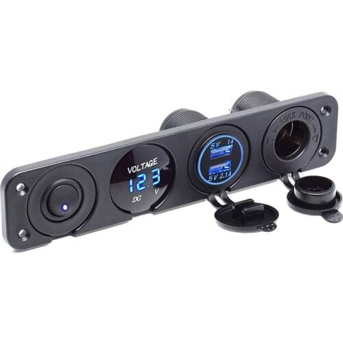 12 V~24V + Dual USB Socket Charge 2.1 A +LED Digital Voltmeter Switch Panel Suitable for cars, trucks, boats and cruise ships