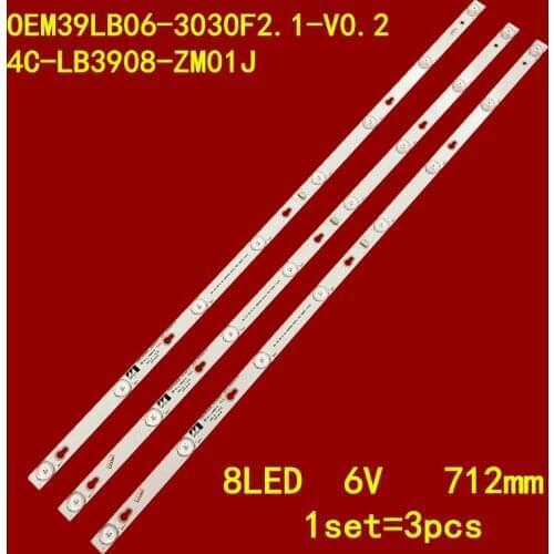 15pcs/lot LED Backlight bar For TCL 39L2650C L39S4900FS L39S4900 4C-LB3908-ZM01J OEM39LB06-3030F2.1-V0.2 4C-LB3908-ZM01J