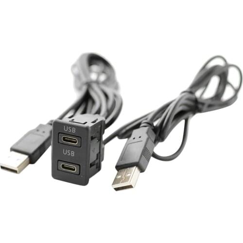 150CM Car Universal Dual Flush Mount Two TAPYC Port Extension Cable Lead Mounting Panel TAPYC Cable Adapter