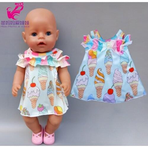 17 inch doll summer ice creams pattern dress 18 inch girl doll Peplum Dress