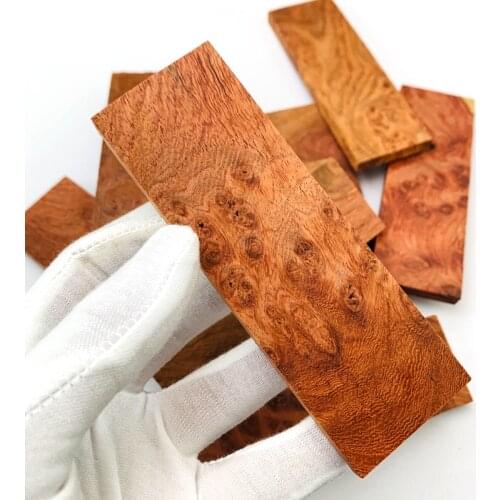 2pieces Burmese Pear Gall Wood Tree Lump Board for DIY Knife Handle Making Material / Knife Handle Patch Material 120x40x8mm