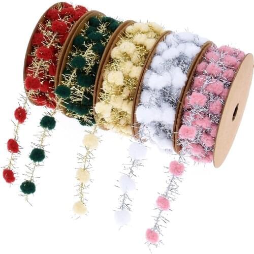 3meters/roll Glitter Iron Wire Ball Christmas Ribbon for Christmas Tree Decoration Gift Box DIY Packing Supplies