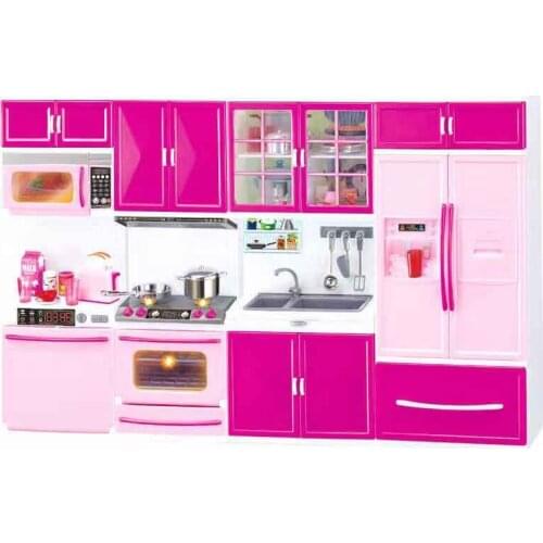 3 In 1 New Pretend Play Simulation Kitchen Set Cooking Cabinet Tool Tableware Dolls Suits Toys Puzzle Educational Doll For Girls