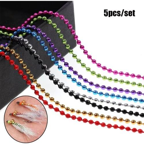 5pcs Colorful Bead Chain Eyes Fly Fishing Hook Material Nice-Designed Tying Bead Eyes Fly Fishing Shot Assistant 15cm Length
