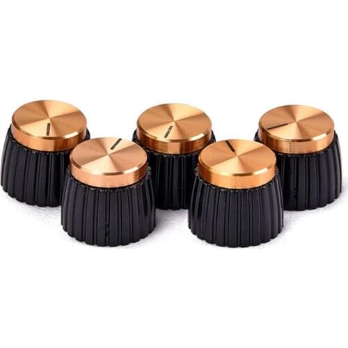 5x Amplifier Knobs Black W/ Gold Cap Push-on Knobs for Marshall Amplifier Guitar AMP Knobs Guitar Accessories Dropshipping