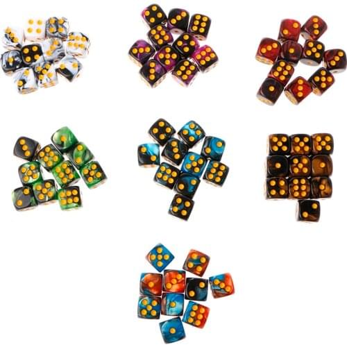 Six Sided 12mm Transparent Cube Round Corner Portable Table Playing Games 10 PCS/SET A28