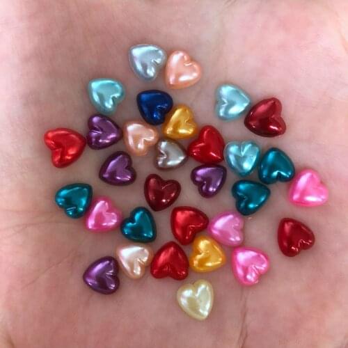 8mm 500pcs Random Mixed Half Pearl Heart Bead FlatBack Scrapbook Wedding Bead DIY SF278