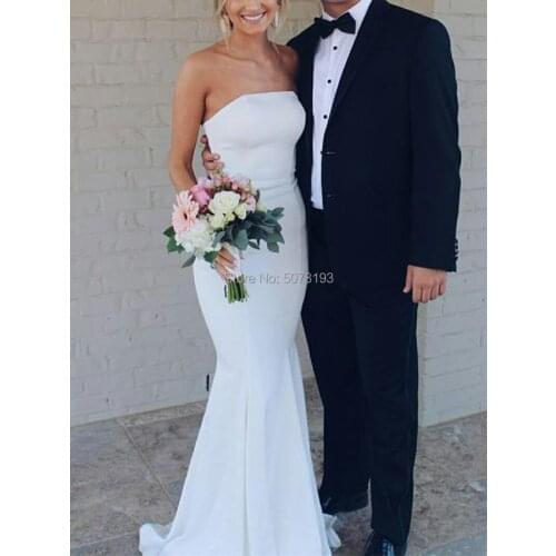 9101 white simple strapless mermaid/trumpet floor-length spandex long wedding dresses/formal gowns hot sale fashion zipper back