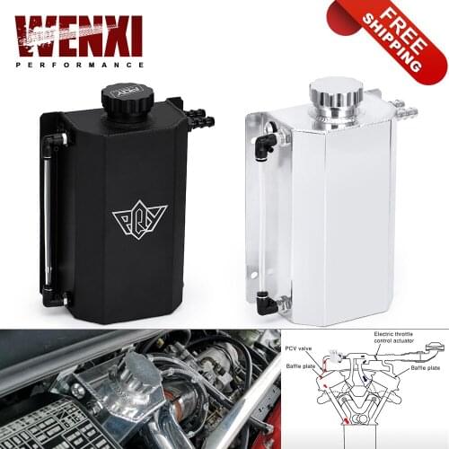 Free Shipping Universal 2 Litre Aluminum Oil Catch Can Reservoir Tank With Drain Plug Breather Oil Tank Fuel Tank 2000ml TK55BK
