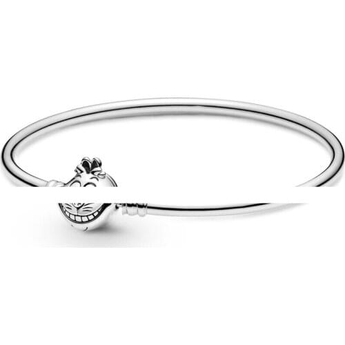 Real 925 Sterling Silver Moments Ali in Wonderl Cheshi Cat Fashion Bangle Fit Pandora Women Bead Charm Bracelet Gift DIY Jewelry