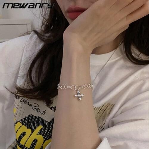 Mewanry 925 Sterling Silver Circle Cross Bracelet for Girl Summer New Popular Trendy Simple Temperament Party Jewelry Gifts